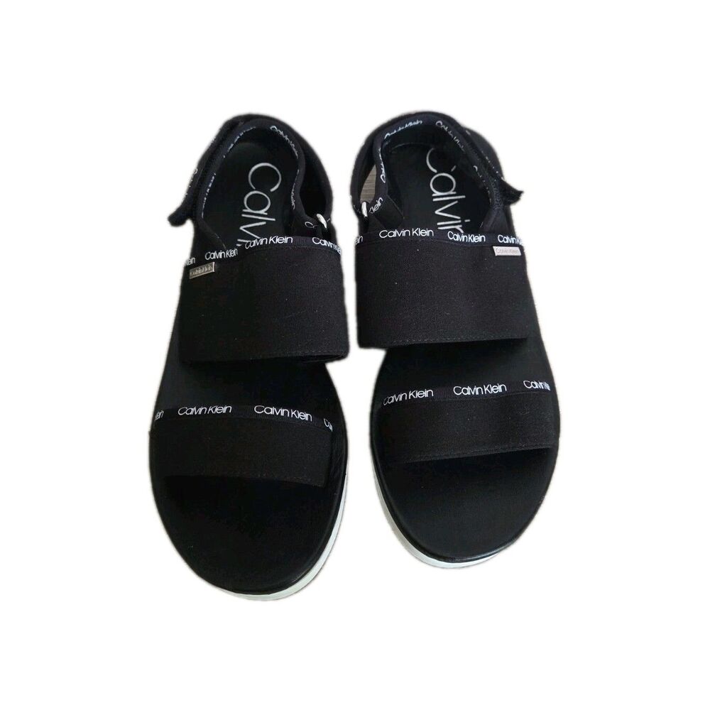 Calvin Klein Zona Women's Black Sandals 6.5 White Comfort Summer Shoe - Picture 4 of 7
